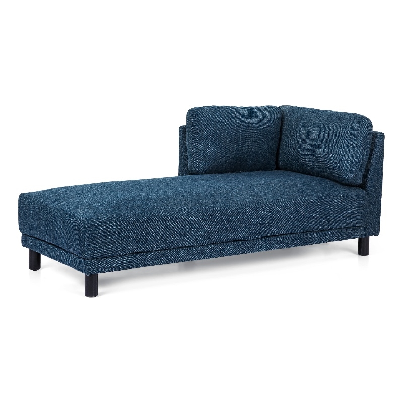 Benjara Selly Chaise Lounger with Soft Shape- Modern Navy Blue Fabric