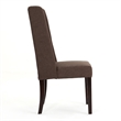 Benjara Greg Dining Chair Set of 2- High Wingback- Birch Wood- Brown Fabric