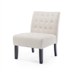 Benjara Janine Accent Chair Set of 2- Beige Button Tufted Waffle Stitch Fabric