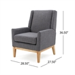 Benjara Weli Accent Sofa Chair- Gray Fabric Padded Seat- Light Brown Legs