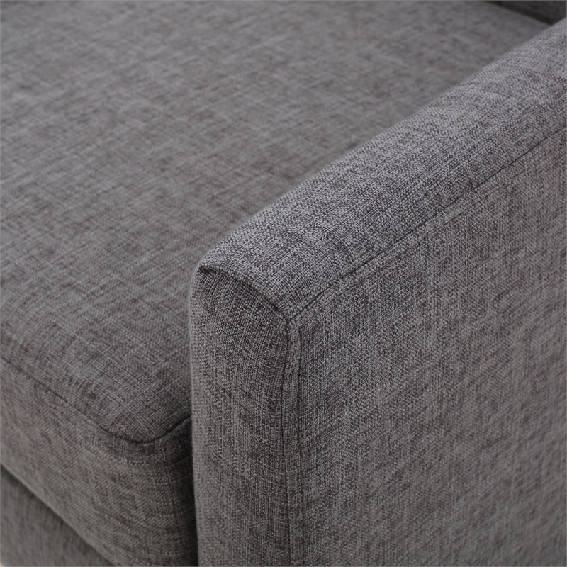 Benjara Weli Accent Sofa Chair- Gray Fabric Padded Seat- Light Brown Legs