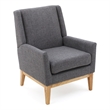 Benjara Weli Accent Sofa Chair- Gray Fabric Padded Seat- Light Brown Legs