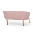 Benjara Fery Loveseat- Blush Pink Fabric Channel Stitched Back- Brown 55 Inch
