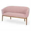 Benjara Fery Loveseat- Blush Pink Fabric Channel Stitched Back- Brown 55 Inch