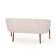 Benjara Fery Loveseat- Beige Fabric Channel Stitched Back- Brown Wood 55 Inch
