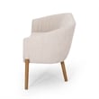 Benjara Fery Loveseat- Beige Fabric Channel Stitched Back- Brown Wood 55 Inch