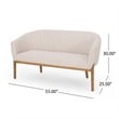 Benjara Fery Loveseat- Beige Fabric Channel Stitched Back- Brown Wood 55 Inch