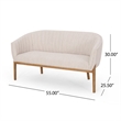 Benjara Fery Loveseat- Beige Fabric Channel Stitched Back- Brown Wood 55 Inch