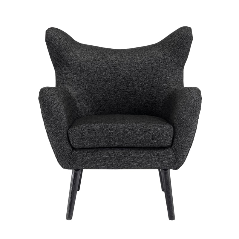 Benjara Modern Armchair- Wingback Design- Splayed Legs- Black Oak Wood