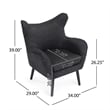Benjara Modern Armchair- Wingback Design- Splayed Legs- Black Oak Wood
