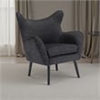 Benjara Modern Armchair- Wingback Design- Splayed Legs- Black Oak Wood