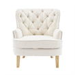 Benjara Modern Club Chair- Classic Button Tufted Wingback- Almond White