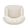 Benjara Modern Club Chair- Classic Button Tufted Wingback- Almond White
