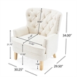 Benjara Modern Club Chair- Classic Button Tufted Wingback- Almond White