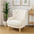 Benjara Modern Club Chair- Classic Button Tufted Wingback- Almond White