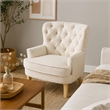 Benjara Modern Club Chair- Classic Button Tufted Wingback- Almond White