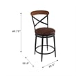 Benjara Swivel Counter Stool Chair- Industrial Black Metal- Brown Faux Leather