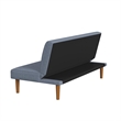 Benjara Ian Convertible Futon Sofa Bed- Adjustable Recliner- Blue Woven Fabric