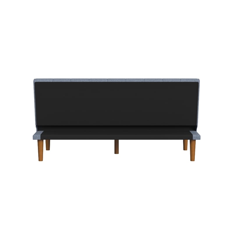 Benjara Ian Convertible Futon Sofa Bed- Adjustable Recliner- Blue Woven Fabric