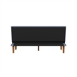 Benjara Ian Convertible Futon Sofa Bed- Adjustable Recliner- Blue Woven Fabric