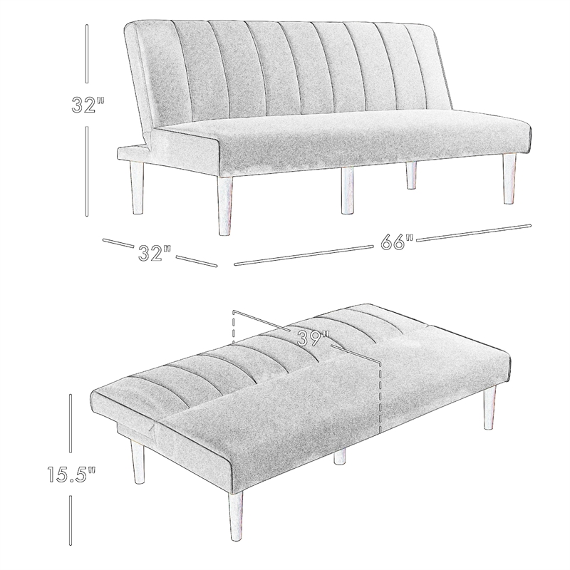 Benjara Ian Convertible Futon Sofa Bed- Adjustable Recliner- Blue Woven Fabric