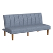Benjara Ian Convertible Futon Sofa Bed- Adjustable Recliner- Blue Woven Fabric