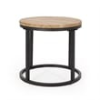 Benjara Gery 3pc Nesting Coffee and End Table Set- Brown Wood- Black Metal