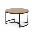 Benjara Gery 3pc Nesting Coffee and End Table Set- Brown Wood- Black Metal