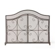 Benjara Fireplace Screen- 3 Panels 2 Doors- Black Copper Diamond Mesh Scrolled