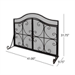Benjara Fireplace Screen- 3 Panels 2 Doors- Black Copper Diamond Mesh Scrolled