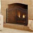 Benjara Fireplace Screen- 3 Panels 2 Doors- Black Copper Diamond Mesh Scrolled