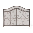 Benjara Fireplace Screen- 3 Panels 2 Doors- Black Copper Diamond Mesh Scrolled