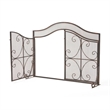 Benjara Fireplace Screen- 3 Panels 2 Doors- Black Copper Diamond Mesh Scrolled