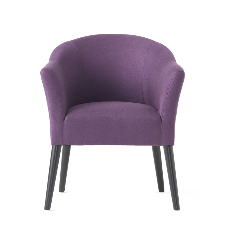 Benjara Onyx Armchair with Low Back Design- Birch Wood Frame- Plum Purple