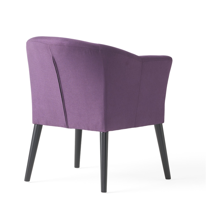 Benjara Onyx Armchair with Low Back Design- Birch Wood Frame- Plum Purple