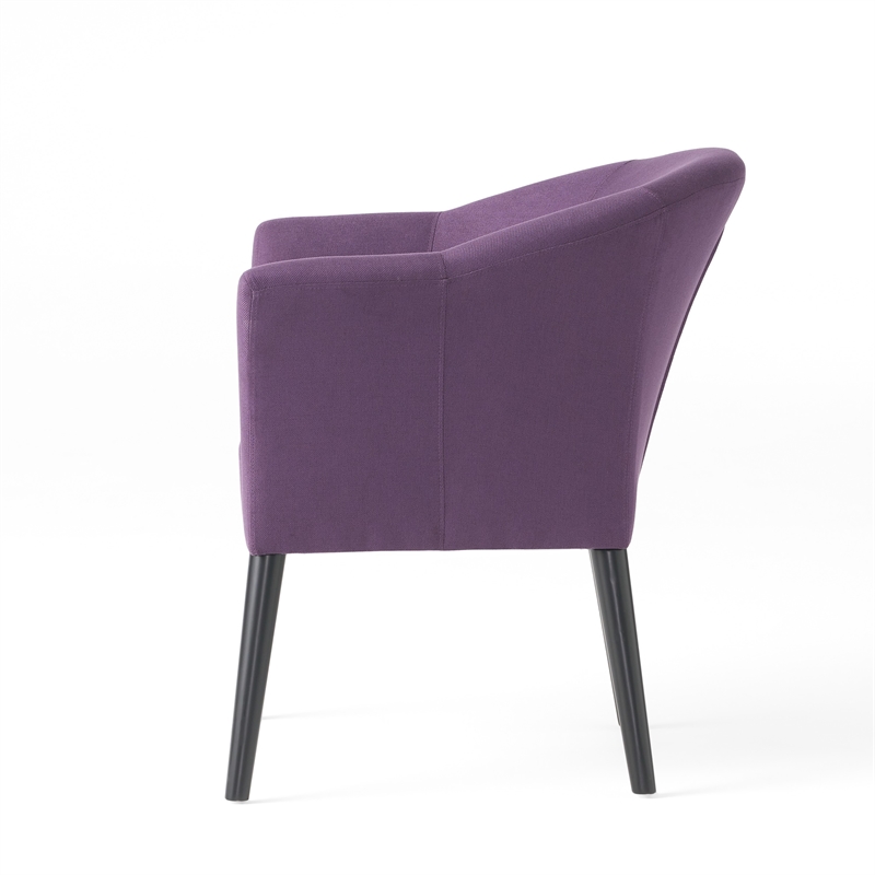 Benjara Onyx Armchair with Low Back Design- Birch Wood Frame- Plum Purple