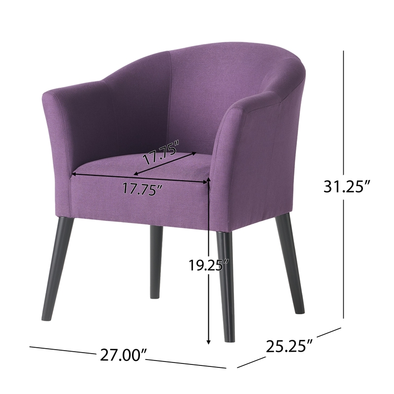 Benjara Onyx Armchair with Low Back Design- Birch Wood Frame- Plum Purple