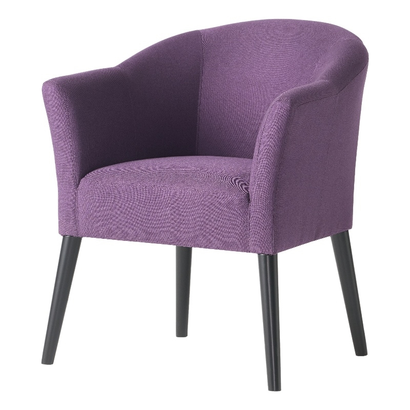 Benjara Onyx Armchair with Low Back Design- Birch Wood Frame- Plum Purple