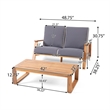 Benjara Eddy 2pc Patio Loveseat and Coffee Table Set- Brown Acacia Wood- Gray