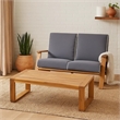 Benjara Eddy 2pc Patio Loveseat and Coffee Table Set- Brown Acacia Wood- Gray