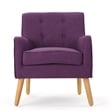 Benjara Felix Accent Armchair- Splayed Birch Wood Legs- Button Tufted Purple