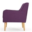 Benjara Felix Accent Armchair- Splayed Birch Wood Legs- Button Tufted Purple