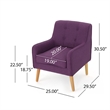 Benjara Felix Accent Armchair- Splayed Birch Wood Legs- Button Tufted Purple
