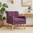 Benjara Felix Accent Armchair- Splayed Birch Wood Legs- Button Tufted Purple