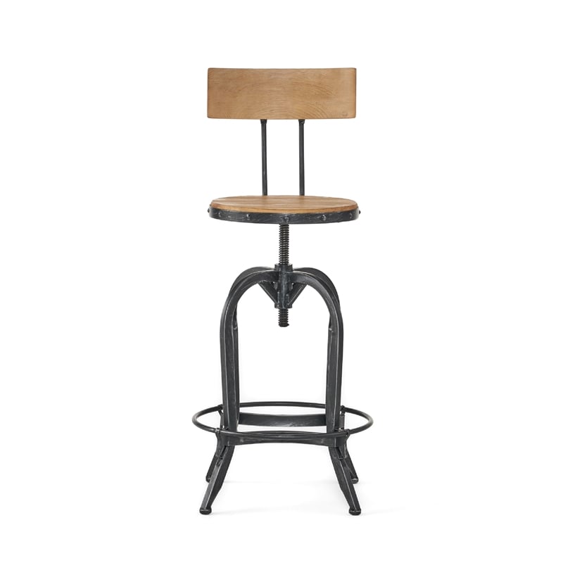 Benjara Swivel Barstool Chair- Adjustable 25-33