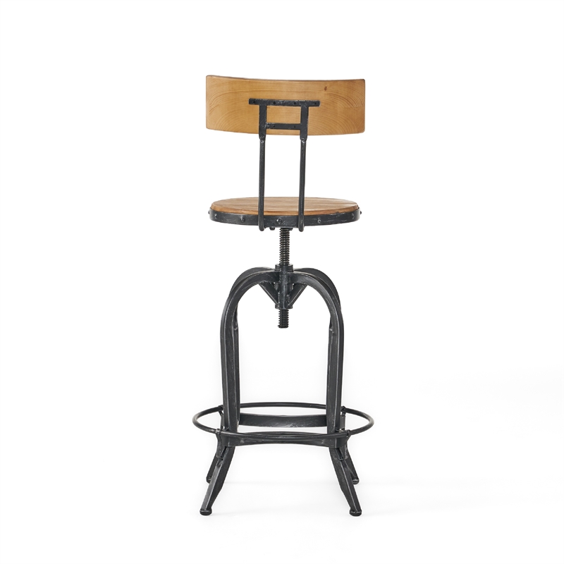 Benjara Swivel Barstool Chair- Adjustable 25-33