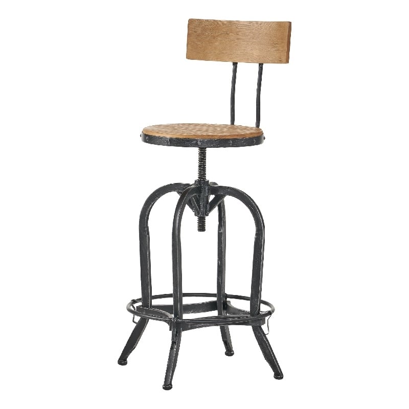 Benjara Swivel Barstool Chair- Adjustable 25-33