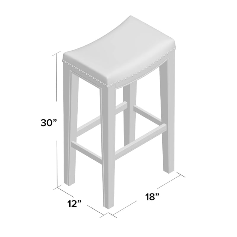 Benjara Bar Height Stool Set of 2- Backless Design- Brown Faux Leather Seat