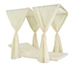 Benjara Yavi Outdoor Daybed Curtain and Cushion Set- Cream Waterproof Fabric