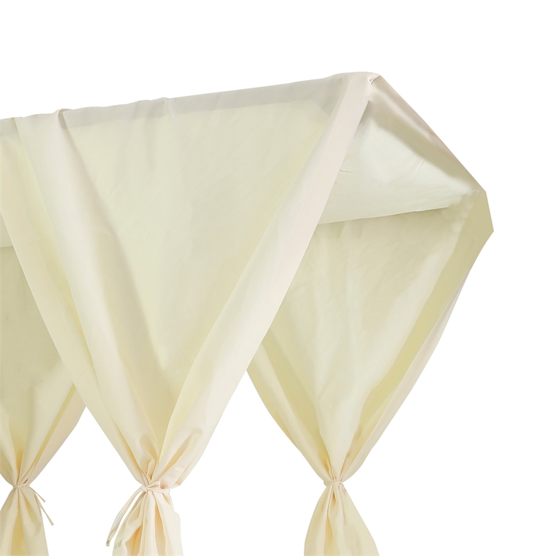 Benjara Yavi Outdoor Daybed Curtain and Cushion Set- Cream Waterproof Fabric
